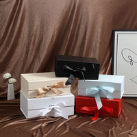 Cardboard Gift Paper Box Magnetic Close Packaging Luxury Large Folding Custom Paper Boxes for Clothes With Ribbon