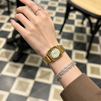 Nuevo Reloj de Lujo Dorado para Mujer, Resistente al Agua, con Luz Nocturna, Reloj de Cuarzo de Acero Inoxidable para Mujer, Resistente al Agua