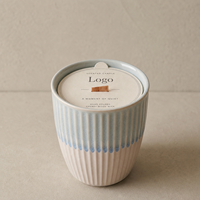 Bougie parfumée bleu poussière créative de luxe, étiquette privée personnalisée, bougie d'aromathérapie pour la décoration de la maison