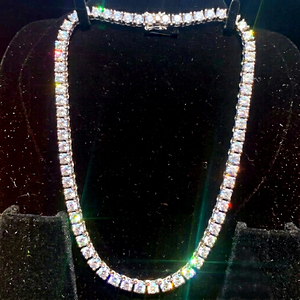 Luxurious Trendy 925 Sterling Silver <b>Tennis</b> Chain with Moissanite Diamond Unisex Engagement Wedding Gift VVS Clarity - Product Image 1