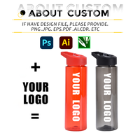Nouvelle tendance, bouteille en plastique transparente de 24 oz/700 ml, bouteille d'eau de sport en plastique, bouteille d'eau de sport portable avec logo personnalisé