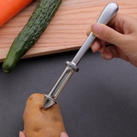 5-in-1 handmatige draaibare metalen schilmes |   Multifunctioneel keukenhulpmiddel voor groenten en fruit, geschikt voor tomaten, aardappelen en appels