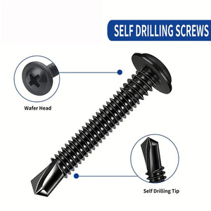 Phillips Round Head Self Drilling Screws 190Pcs Assortment Set #8 Black Steel Wood <b>Fasteners</b> Imperial Size - Product Image 2
