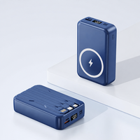 Banco de Energía Magnético de 20000 mAh, Carga Rápida Inalámbrica, Cargador Portátil Compacto, Cables Integrados, Cargador Magnético para Teléfono