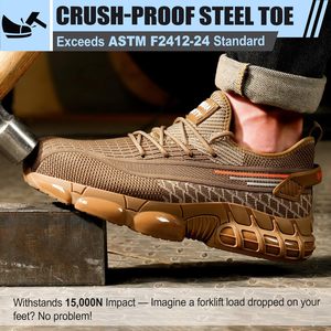 Bottes montantes de sécurité antidérapantes et résistantes à l'usure pour hommes, idéales pour l'automne et l'hiver, à lacets et étanches - Product Image 2