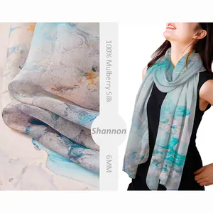 China Wholesale 100% pure mulberry Silk 6mm digital print chiffon fabric for scarf