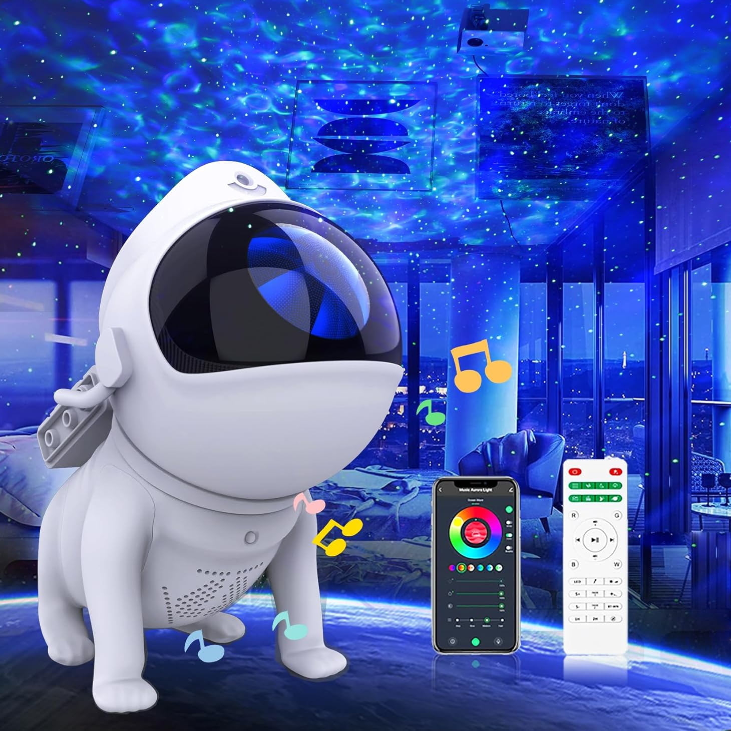 US Warehouse Shipping White Noise Led Table Projecting Night Lamp