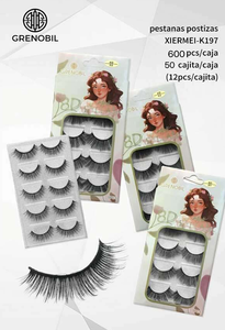 Grenobil 5 paires de faux cils volume 6D 8D en cheveux synthétiques, style éventail 12 rangées avec carte de support - Product Image 1