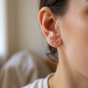 E2299 Pendientes geométricos de oro rosa para mujer, joyería de moda, material de aleación de zinc - Product Image 2