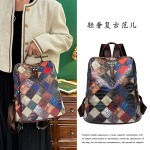<span class=keywords><strong>Sac</strong></span> <span class=keywords><strong>à</strong></span> <span class=keywords><strong>Dos</strong></span> Patchwork Multifonction Étanche Vintage <span class=keywords><strong>Coloré</strong></span> pour Adolescentes Nouvelle Mode Cartable Décontracté Ordinateur Portable Voyage Fermeture Éclair - Product Image 3