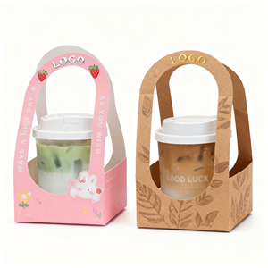 Boîte d'emballage personnalisée pour tasse <span class=keywords><strong>de</strong></span> thé au <span class=keywords><strong>lait</strong></span> avec fenêtre Spécifications pour café à emporter et boissons maison Boîte d'emballage - Product Image 1