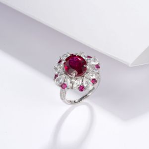 แหวนพลอยทับทิมสังเคราะห์จากห้องปฏิบัติการเงิน925 - Product Image 2