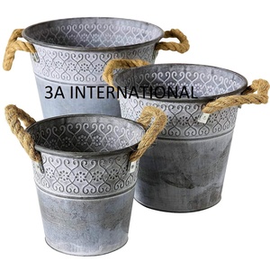Nuovo arrivo Look zincato Set di 3 secchio stile vaso fioriera diversi tipi di vaso per fioriera per camere da letto giardini e disegno - Product Image 1