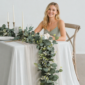 Confezione da 3 Viti Finte di Rattan con Foglie di Eucalipto Ramificate, Fiori Finti di Eucalipto per Arco, Ghirlanda Artificiale di Eucalipto all'Ingrosso, Pianta Pensile - Product Image 1