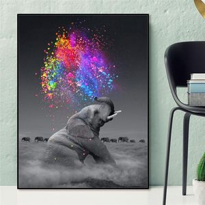 Fantasy Elephant Wall <span class=keywords><strong>Art</strong></span> poster stampa animalier su tela Wall <span class=keywords><strong>Pop</strong></span> <span class=keywords><strong>Art</strong></span> immagini Decorative per soggiorno Decor - Product Image 5