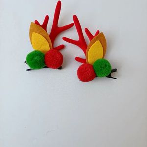Fermagli per Capelli a Forma di Cervo Kawaii con Pompon Natalizi per Ragazze, Accessori per Capelli, 1 Paio - Product Image 3