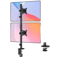 Nuevo Soporte de Brazo Doble para Monitor de Aleación de Acero para Pantallas de 17-32 Pulgadas, Giro de 90°, Inclinación de 40°, Altura Ajustable, Abrazadera/Anillo de Sujeción, Cable