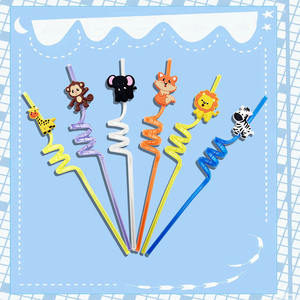 Ventes directes d'usine Animal Park Paille pour enfants de dessin animé créatif et à la mode avec bord PETG matériel accessoires en spirale - Product Image 2
