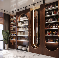 Mobilier de salon de luxe pour hommes, conception intérieure personnalisée pour salon de coiffure avec vitrines de présentation, fabrication