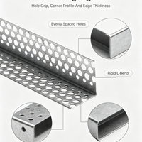 Profilé d'angle métallique pour plâtrage, protection murale perforée galvanisée
