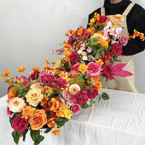 ผ้าปูโต๊ะลายดอกไม้แบบกำหนดเองสำหรับงานแต่งงาน ตกแต่งโต๊ะด้วยดอกไม้ประดิษฐ์เป็นแถวๆ ยาว - Product Image 3