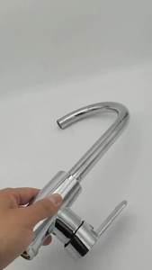 Robinet de cuisine moderne en céramique ZEPENG, chaud et froid, à boule, à angle élevé, pivotant - Product Image 3