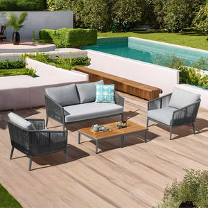 Canapés <span class=keywords><strong>de</strong></span> <span class=keywords><strong>jardin</strong></span> en rotin d'aluminium <span class=keywords><strong>de</strong></span> luxe modernes à <span class=keywords><strong>2</strong></span> places, ensembles <span class=keywords><strong>de</strong></span> meubles d'extérieur en osier pour cour, patio, coussins inclus - Product Image 3