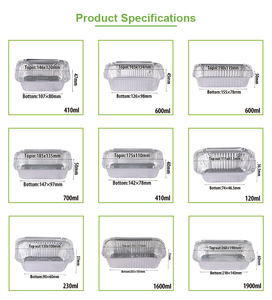 Barquettes jetables en <span class=keywords><strong>aluminium</strong></span> pour emballage alimentaire, plats à griller, conteneurs de restauration avec couvercle en plastique - Product Image 2