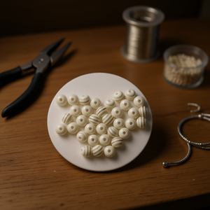 Perline bianche a strisce Ilan Abalorio da 10 mm per la creazione di gioielli - Product Image 2