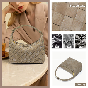 Sac à déjeuner portable en PU tissé mat imperméable et léger, collection Automne/Hiver 2026, avec fermeture éclair et poche intérieure, design compact pour femme - Product Image 4