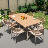 Ensembles de table et chaises de jardin d'extérieur en gros, chaises en corde tressée pour patio, fauteuils ronds pour restaurant