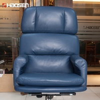 HAOSEN A019 Chaise de bureau classique confortable pour la maison, chaise pivotante de luxe à dossier haut, chaise de direction en cuir véritable