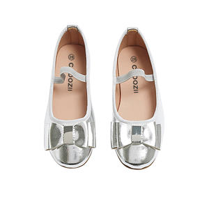 CHOOZII all'ingrosso per bambini ballerina Slip On <span class=keywords><strong>ballerine</strong></span> in <span class=keywords><strong>pelle</strong></span> metallizzata argento con piccola fascia elastica - Product Image 5