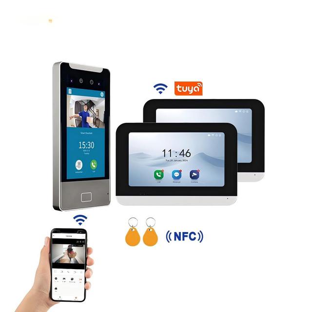 WIFI IP Video Door Phone with Face Recognition 5 Inch 1080P Screen Night Vision Water Resistant Tuya App POE Compatible Building