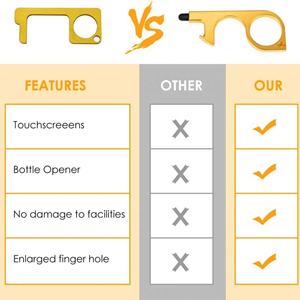 Ensemble de défense personnelle de luxe, porte-clés en alliage métallique, ouvre-bouteille, EDC sans contact, pliable, réutilisable - Product Image 3