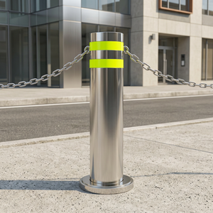 Bolardo Anticolisión de Acero Inoxidable 304 con Cadena, para Oficinas de Boletos, Bases de Asta de Bandera, Gobierno y Uso Público - Product Image 2