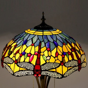 LongHuiJing Tall Art Glass Dragonfly Bronze Floor Lamp With Stained Glass Lampshade <b>Standing</b> Lights - Product Image 5