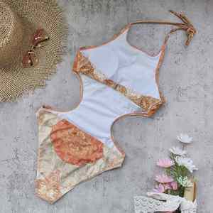New bán buôn sexy Retro một mảnh + Bohemian ăn mặc cho phụ nữ mùa hè backless in Bộ bikini dây cổ áo tắm beachwear - Product Image 4