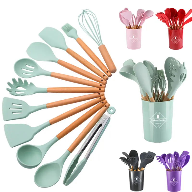 Boda Excellent Review Non-Stick food tongs kitchen gadgets tool utensil holder kitchen gadgets silicone utensil set