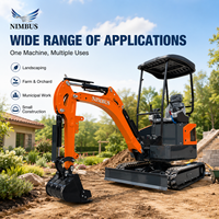 Mini-excavatrice NIMBUS 20X en promotion directe usine avec livraison gratuite, moteur Kubota D902, commande par joystick, chenilles en caoutchouc, pour travaux agricoles et de cour