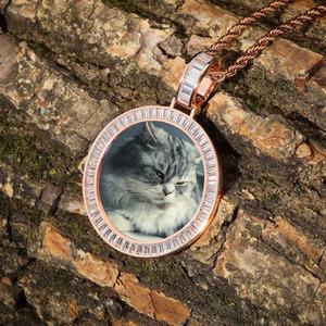 Medaglioni Fotografici Personalizzati <span class=keywords><strong>con</strong></span> Sublimazione, Ciondolo Geometrico <span class=keywords><strong>con</strong></span> Zirconi Cubici Creati in Laboratorio, <span class=keywords><strong>Collana</strong></span> <span class=keywords><strong>con</strong></span> Catena a Corda, Placcato <span class=keywords><strong>Oro</strong></span> in Ottone - Product Image 5