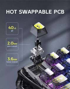 GravaStar K1 LITE 75% Mechanical <b>Keyboard</b>, Tri-mode Wireless Wired Gasket Custom <b>Keyboard</b> with Side-printed K - Product Image 4