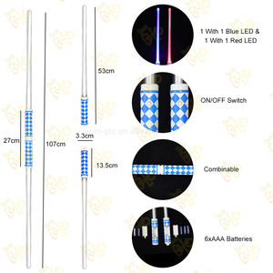 コスプレパーティー透明レーザーソード点滅ライトアップダブルソード子供と大人のためのプリントキューブ付きテーマパーティー - Product Image 3