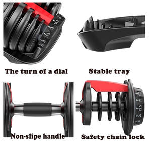 Équipement de musculation personnalisable en gros d'usine, haltères réglables de 24 à 32 kg, poids libres, ensemble d'haltères en acier pur revêtu, combinaison - Product Image 5