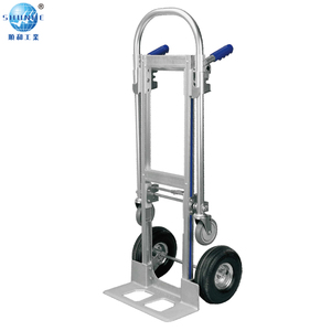 Truk tangan aluminium industri 2-in-1Heavy Duty 200kg/250kg kapasitas gudang troli empat roda OEM dapat disesuaikan untuk penyimpanan - Product Image 6