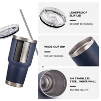 JUNVOY Tasse de voiture isotherme à double paroi en acier inoxydable 304 de 20 oz, grande capacité, résistante au froid, avec couvercle et paille, maintien au chaud 6-12 heures