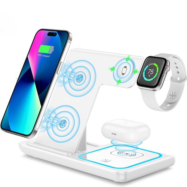 Cheap Price Magnet 15W Fast Wireless Charger Stand 3 in 1 Desktop Charging Station Type-C QC3.0 for Mobile Phone
