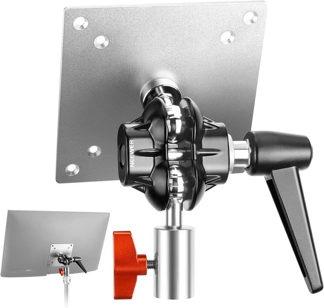 NEEWER 1 Pack Monitor Mount Adapter with VESA Mount, Aluminum Alloy Light Stand Adapter Dual 360 Ball Joint M4 Screw & 5/8"