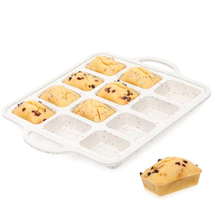 Molde para Hornear de Silicona Cúbica con Marco Metálico Reforzado, Antiadherente, Libre de BPA, con Certificación LFGB, para 12 Cupcakes, Muffins y Pasteles - Product Image 1