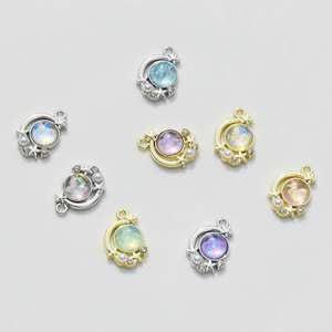 Pendentif planète en alliage avec perle et strass en forme de demi-lune pour la fabrication de bijoux GJ296 - Product Image 1